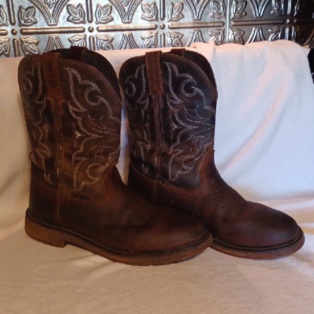 Justin Men's Brown Western  Steel Toe Work Boots Size 12D
